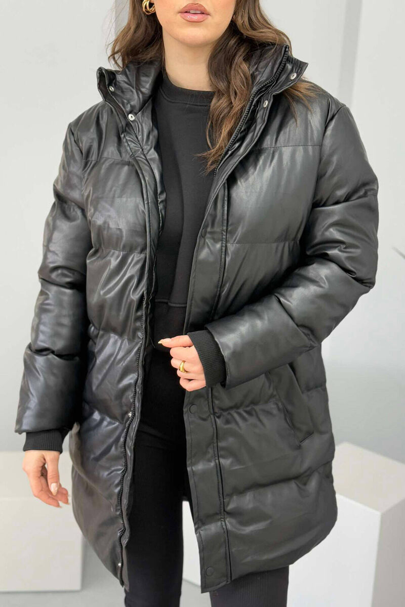 ONE COLOR WOMEN PUFFER JACKET BLACK/ E ZEZE - 3
