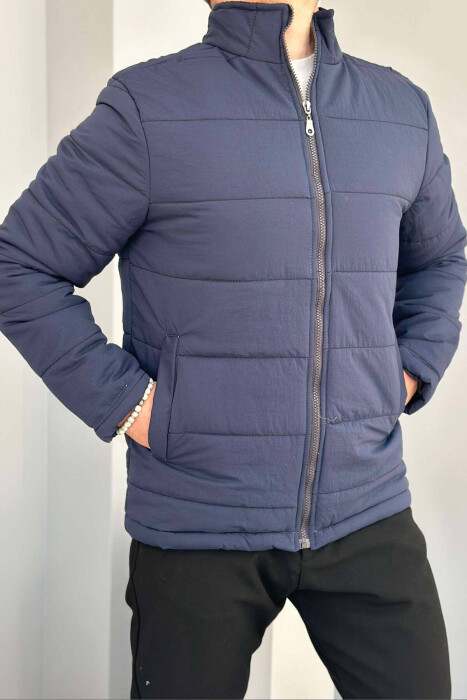 SIMPLE MEN PUFFER JACKET IN DARK BLUE COLOR 