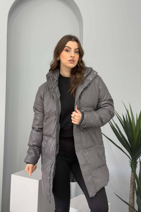 ONE COLOR WOMEN PUFFER JACKET DARK GREY/GEE 