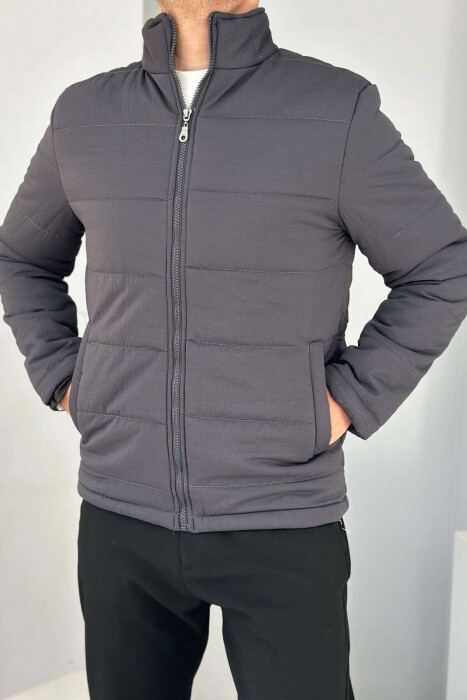 SIMPLE MEN PUFFER JACKET IN DARK GREY COLOR 