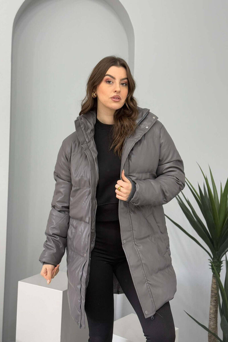ONE COLOR WOMEN PUFFER JACKET DARK GREY/GEE - 1