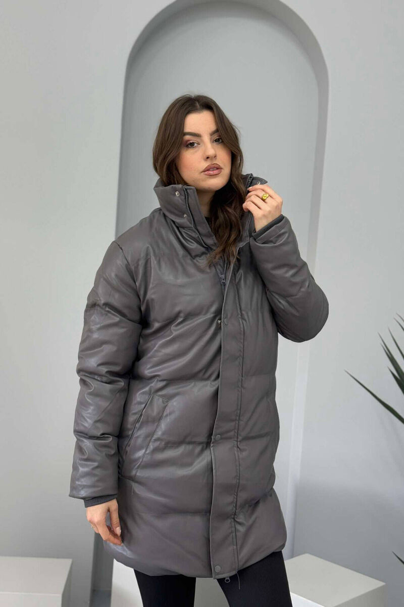 ONE COLOR WOMEN PUFFER JACKET DARK GREY/GEE - 4
