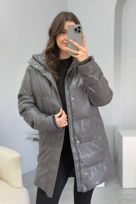 ONE COLOR WOMEN PUFFER JACKET DARK GREY/GEE - 5