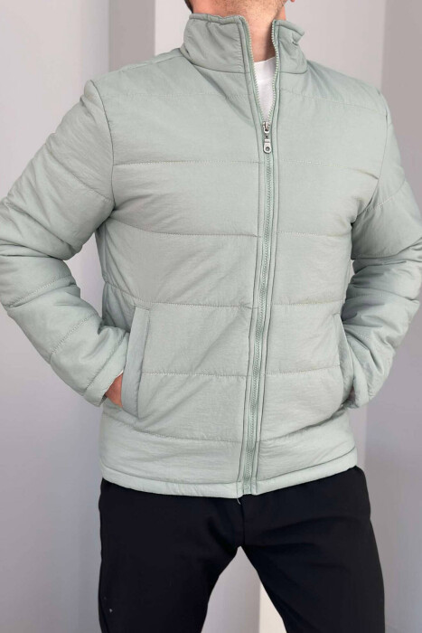 SIMPLE MEN PUFFER JACKET IN DARK MINT COLOR 