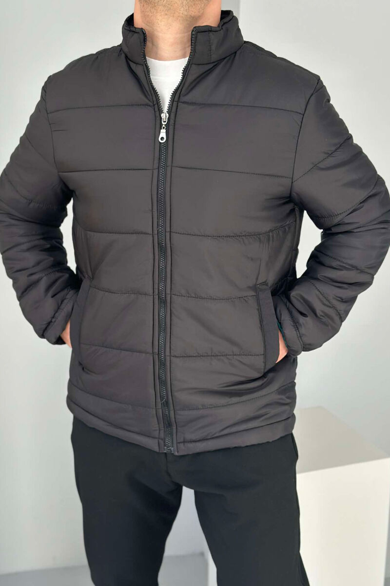 ONE COLOR MEN PUFFER JACKET GLOSSY BLACK-ZEZE SHKELQIM - 2