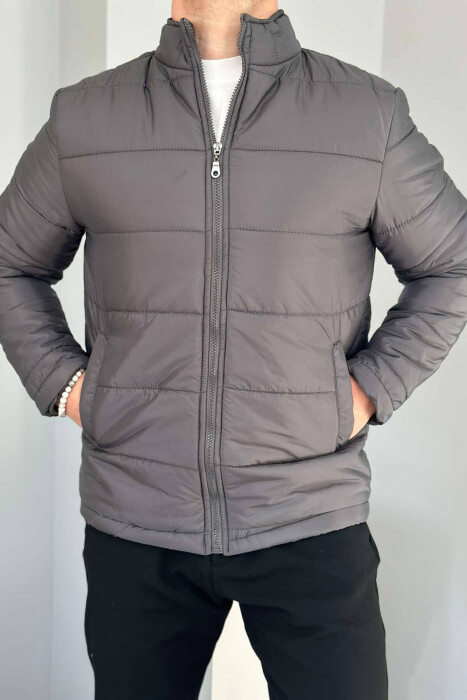 SIMPLE MEN PUFFER JACKET IN GREY COLOR 