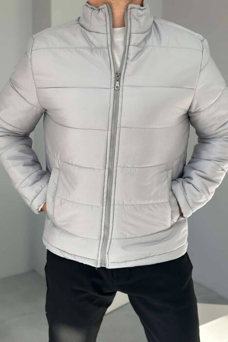 SIMPLE MEN PUFFER JACKET IN GREY COLOR 