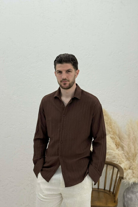 KEMISHE NJE NGJYRESHE PER MESHKUJ NE NGJYRE KAFE - KLAUDIO FASHION