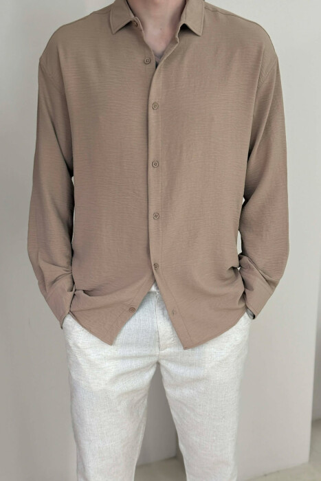 ONE COLOR MEN SHIRT DARK BEIGE/BEZHE ERRET - 3