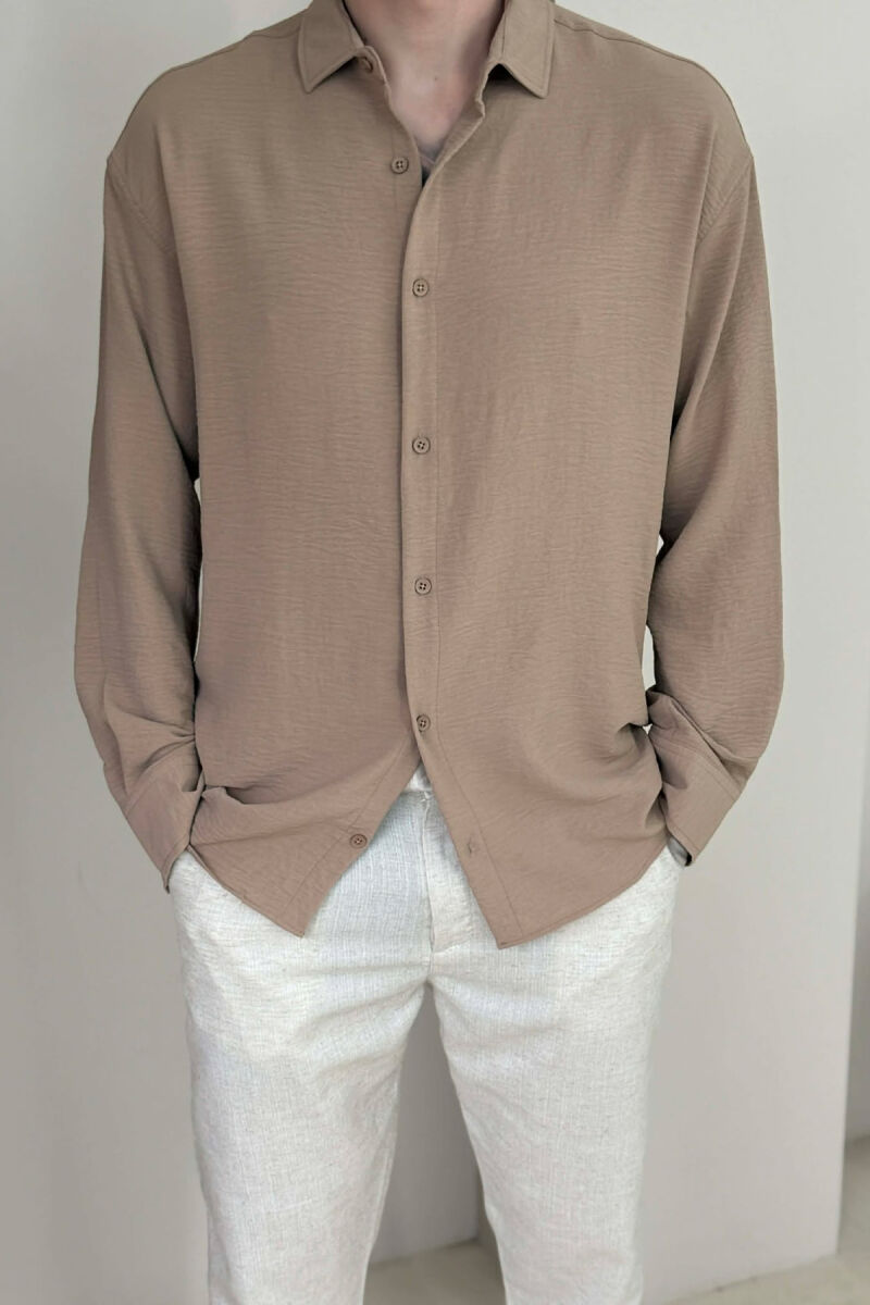 ONE COLOR MEN SHIRT DARK BEIGE/BEZHE ERRET - 3