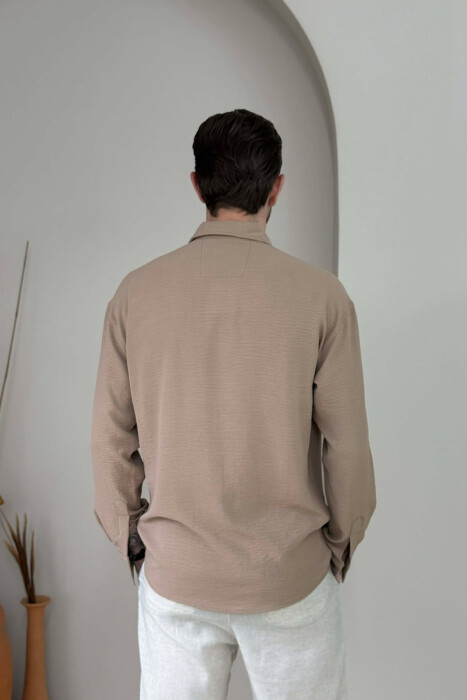 ONE COLOR MEN SHIRT DARK BEIGE/BEZHE ERRET - 4