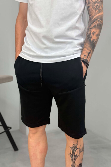ONE COLOR MEN SHORT SWEATPANTS BLACK/ E ZEZE - 2