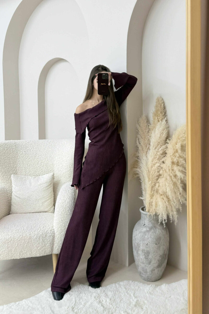 ONE COLOR OFF SHOULDER+TROUSERS WOMEN SET DARK PURPLE/LEJLA ERRET - 5