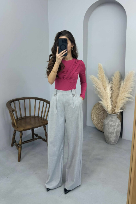 BODY ME NJË MËNGË PËR FEMRA NË NGJYRËN CIKLAMI - KLAUDIO FASHION