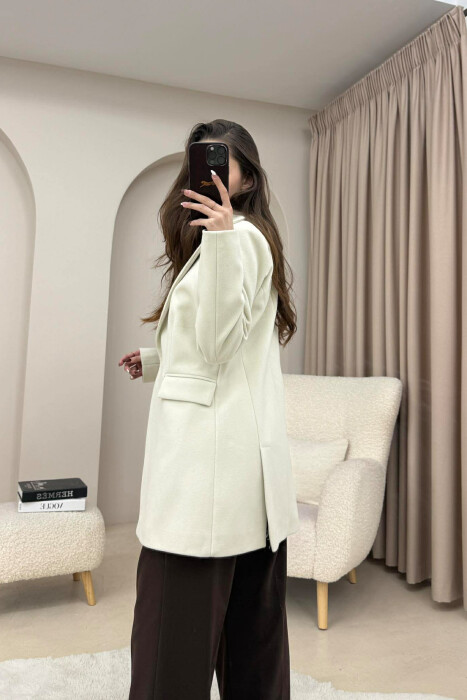 ONE COLOR ONE BUTTON SIMPLE WOMAN JACKET ANTIQUEWHITE/ANTIKE - 3