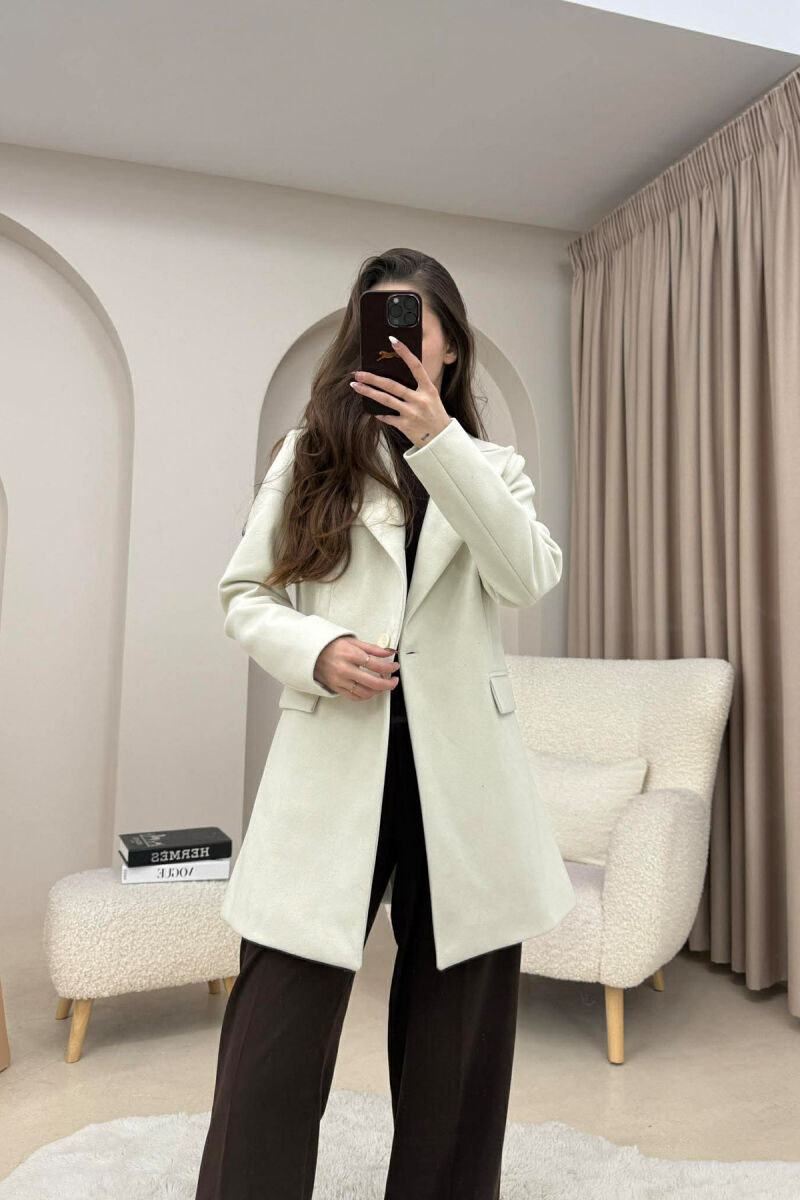 ONE COLOR ONE BUTTON SIMPLE WOMAN JACKET ANTIQUEWHITE/ANTIKE - 1
