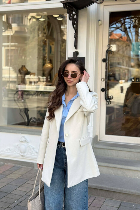 ONE COLOR ONE BUTTON SIMPLE WOMAN JACKET ANTIQUEWHITE/ANTIKE - 3
