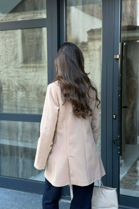 ONE COLOR ONE BUTTON SIMPLE WOMAN JACKET BEIGE/BEZHE - 5