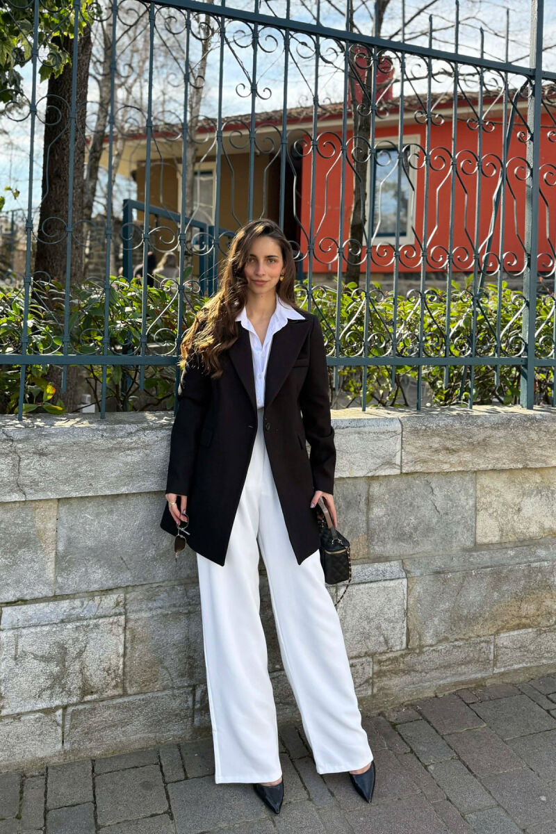 ONE COLOR ONE BUTTON SIMPLE WOMAN JACKET BLACK/ E ZEZE - 2