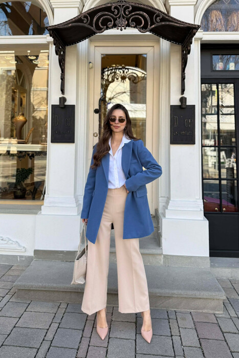 ONE COLOR ONE BUTTON SIMPLE WOMAN JACKET BLUE/BLU - 2