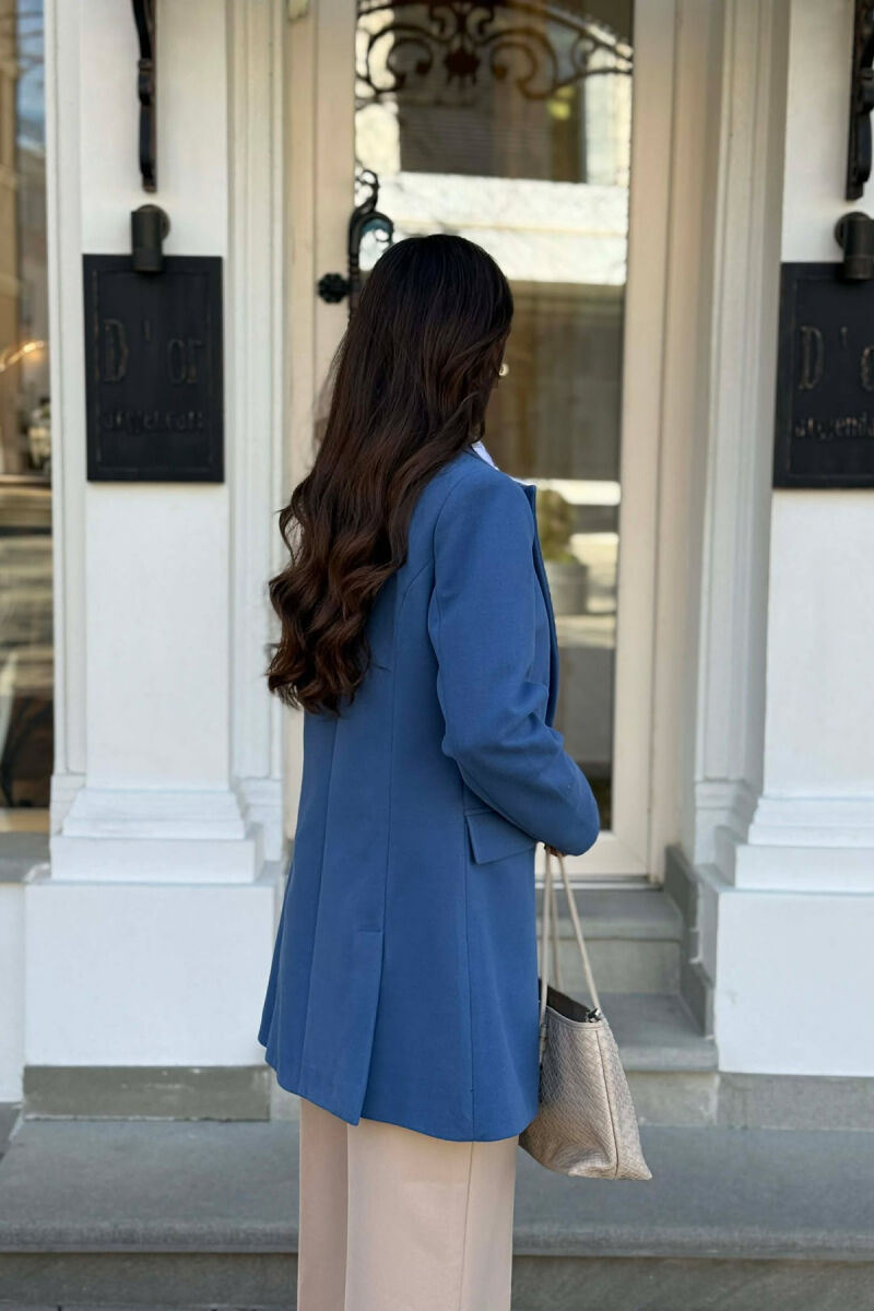 ONE COLOR ONE BUTTON SIMPLE WOMAN JACKET BLUE/BLU - 5