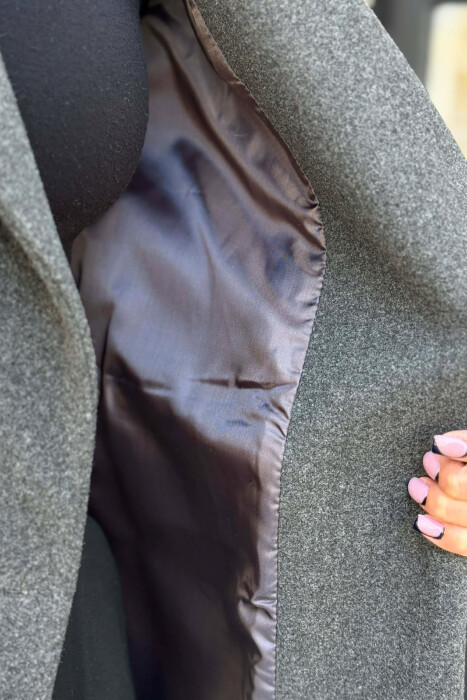 ONE COLOR ONE BUTTON SIMPLE WOMAN JACKET DARK GREY/GEE - 6