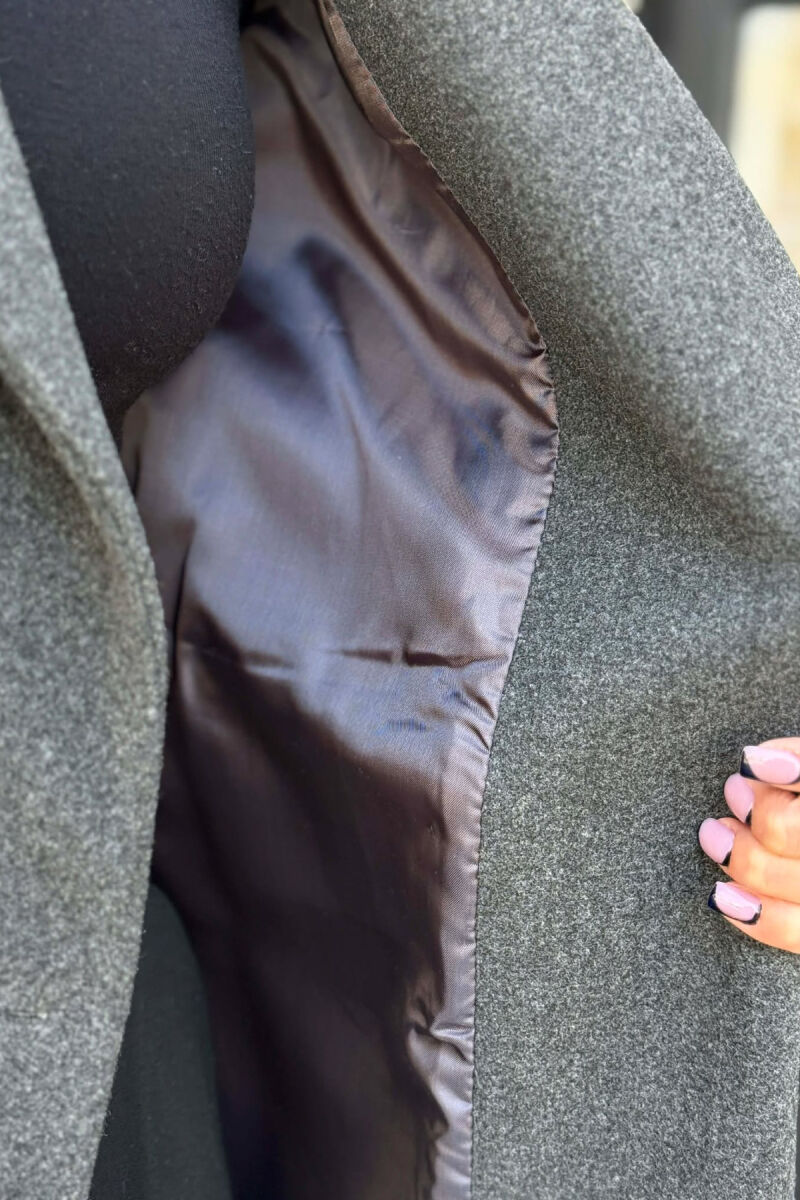 ONE COLOR ONE BUTTON SIMPLE WOMAN JACKET DARK GREY/GEE - 6