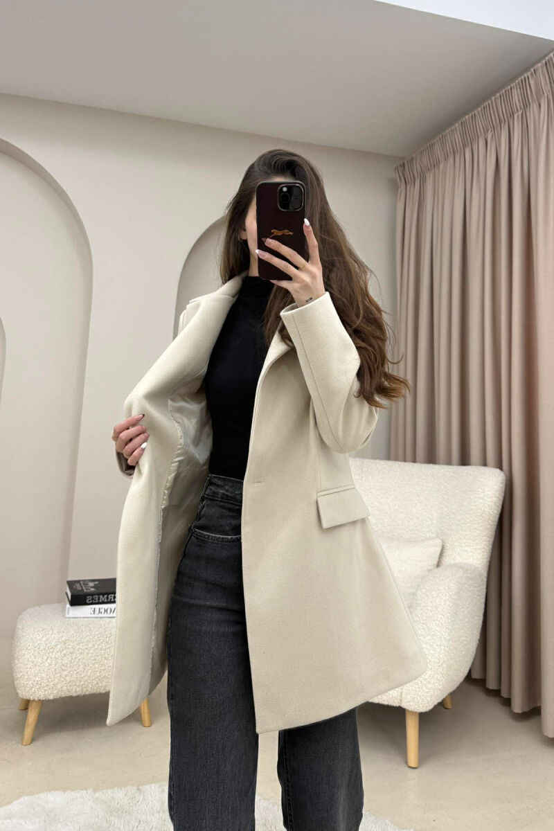 ONE COLOR ONE BUTTON SIMPLE WOMAN JACKET LIGHT BEIGE/BZHZB - 3