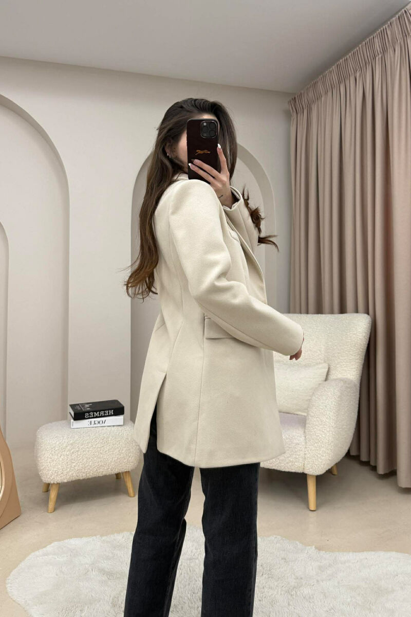 ONE COLOR ONE BUTTON SIMPLE WOMAN JACKET LIGHT BEIGE/BZHZB - 5