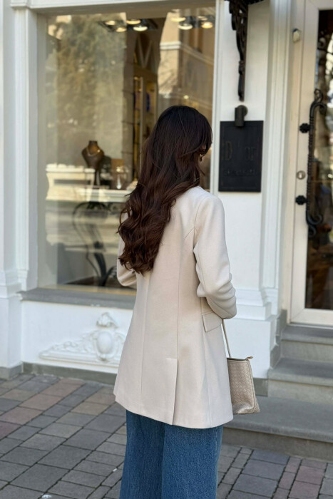 ONE COLOR ONE BUTTON SIMPLE WOMAN JACKET LIGHT BEIGE/BZHZB - 5