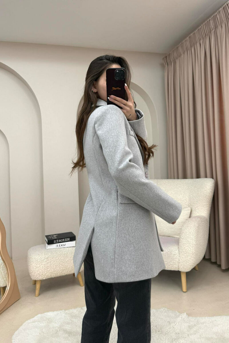 ONE COLOR ONE BUTTON SIMPLE WOMAN JACKET LIGHT GREY/GZ - 5