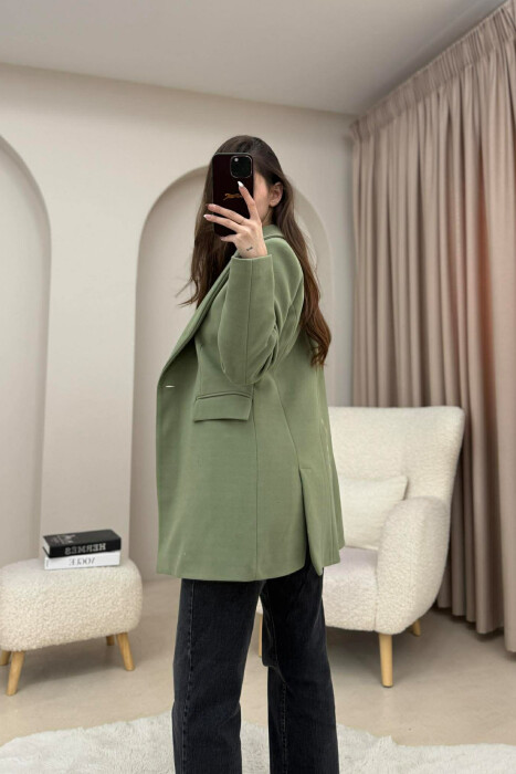 ONE COLOR ONE BUTTON SIMPLE WOMAN JACKET OLIVE/ULLI - 4