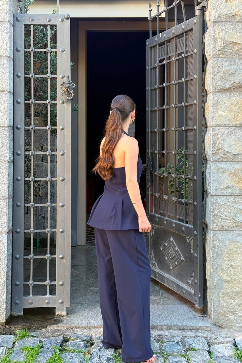 ONE COLOR OPEN BACK VEST + TROUSERS WOMAN SET BLUE/BLU - 4