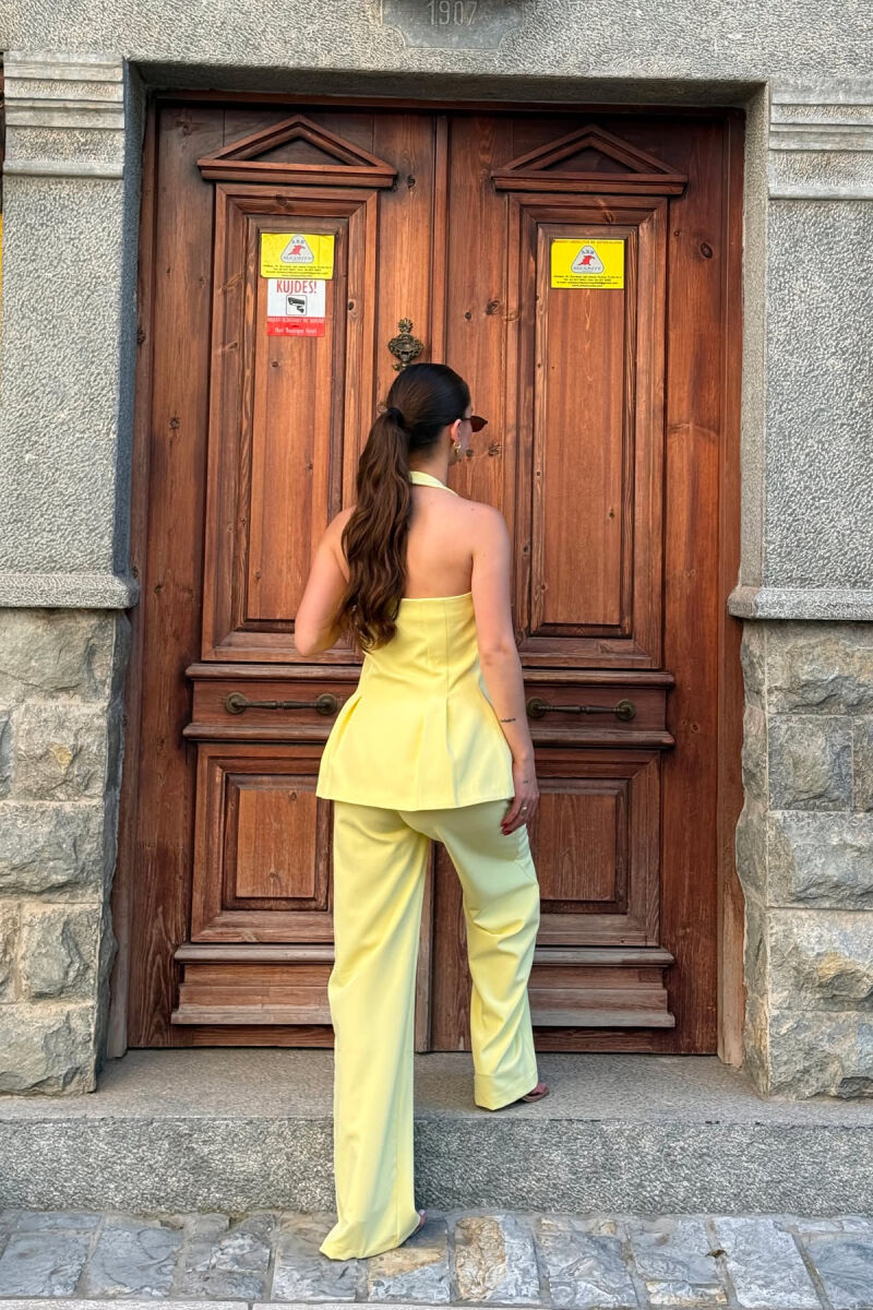 ONE COLOR OPEN BACK VEST + TROUSERS WOMAN SET YELLOW/E VERDHE - 4
