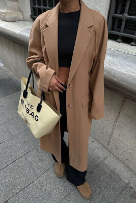 ONE COLOR OVERSIZE WOMAN COAT BROWN/KAFE 