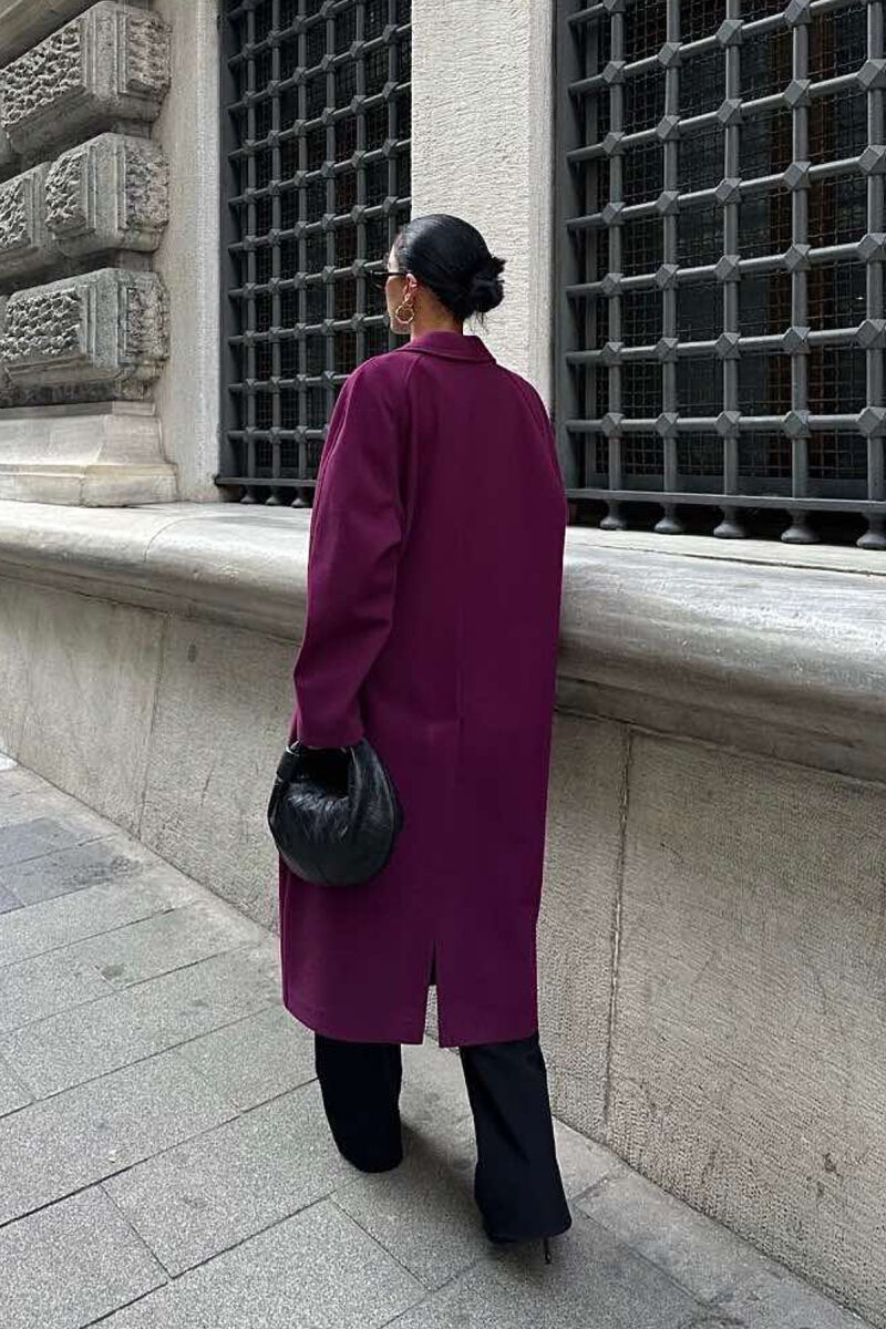 ONE COLOR OVERSIZE WOMAN COAT BURGUNDY/VISHNJE - 4