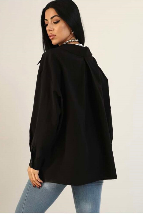 ONE COLOR OVERSIZE WOMEN SHIRT BLACK/ E ZEZE - 2