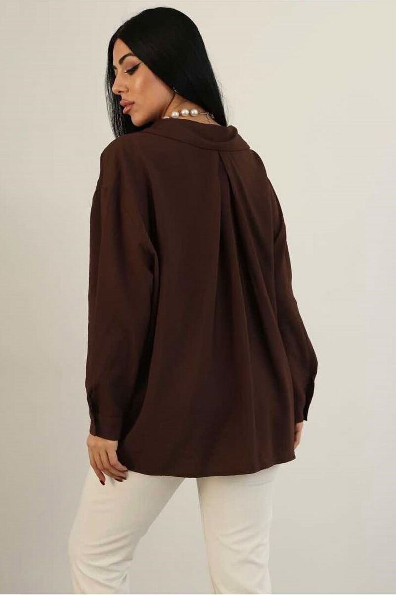 ONE COLOR OVERSIZE WOMEN SHIRT BROWN/KAFE - 2