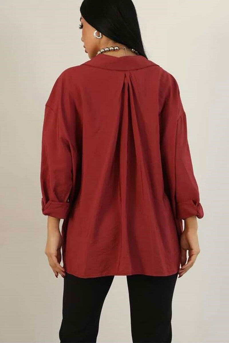 ONE COLOR OVERSIZE WOMEN SHIRT BURGUNDY/VISHNJE - 2