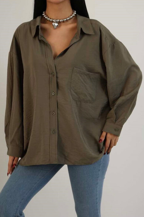 ONE COLOR OVERSIZE WOMEN SHIRT GREEN/JESHILE 