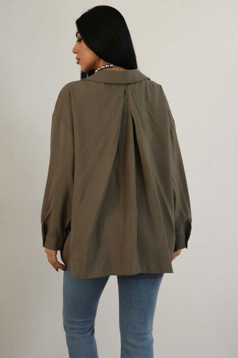 ONE COLOR OVERSIZE WOMEN SHIRT GREEN/JESHILE - 2