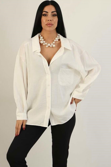 ONE COLOR OVERSIZE WOMEN SHIRT WHITE-E BARDHE 