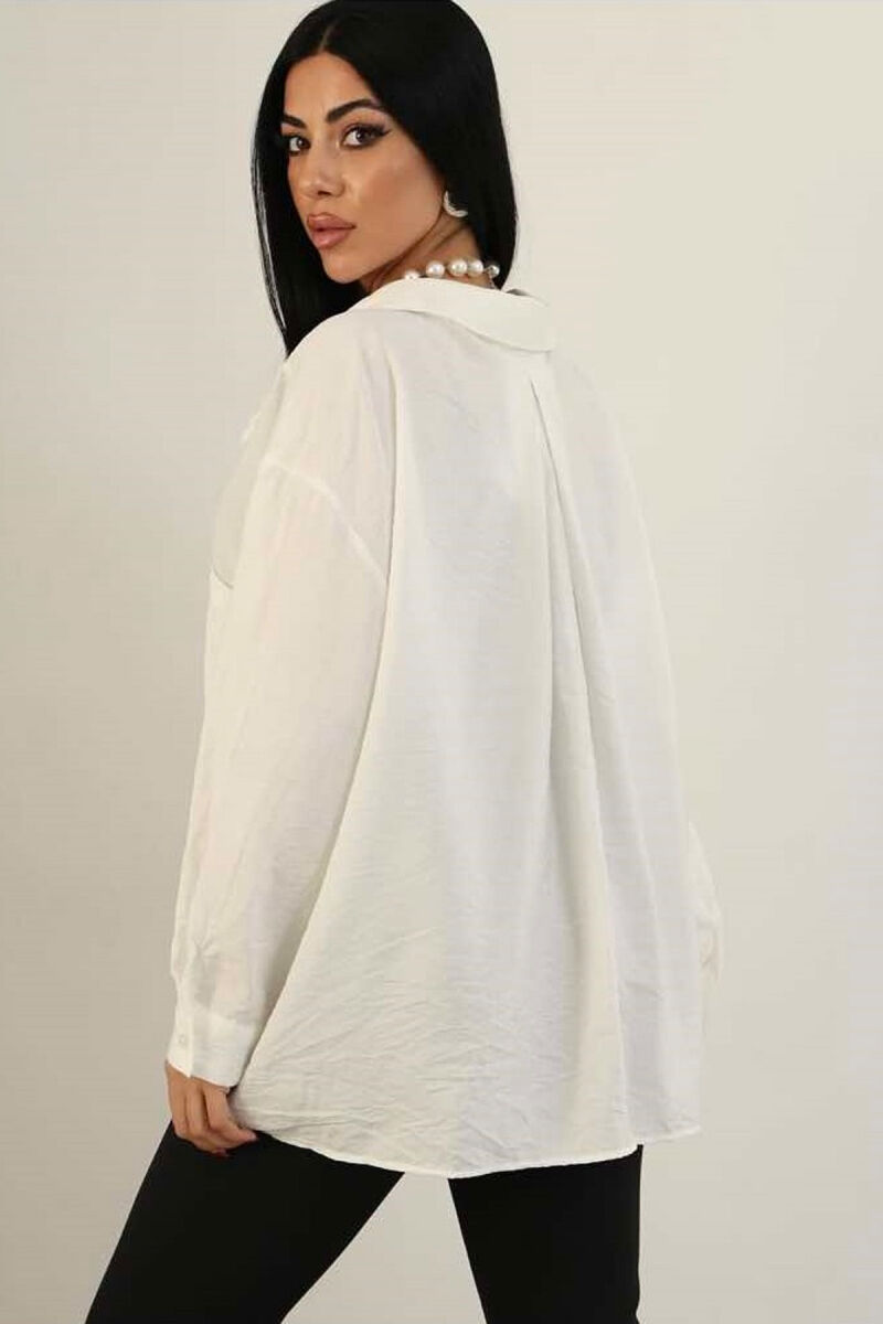 ONE COLOR OVERSIZE WOMEN SHIRT WHITE-E BARDHE - 2