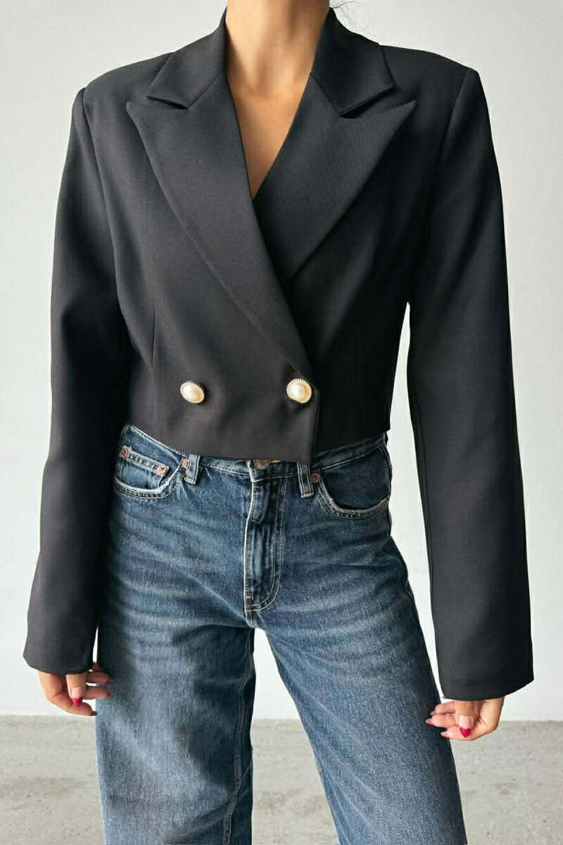 ONE COLOR PEARL DETAILS JACKET+SKIRT WOMEN SET BLACK/ E ZEZE - 3