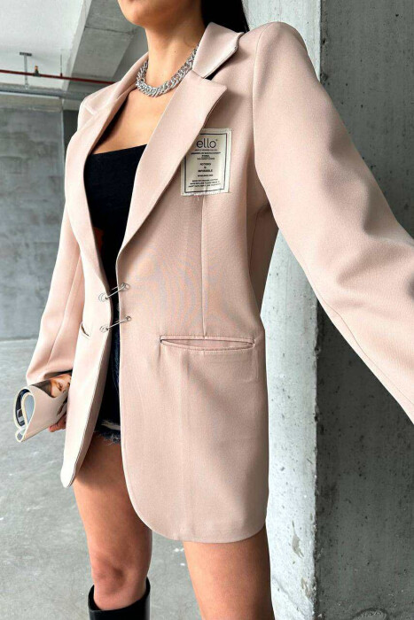 ONE COLOR PIN DETAILS WOMEN JACKET BEIGE/BEZHE - 2