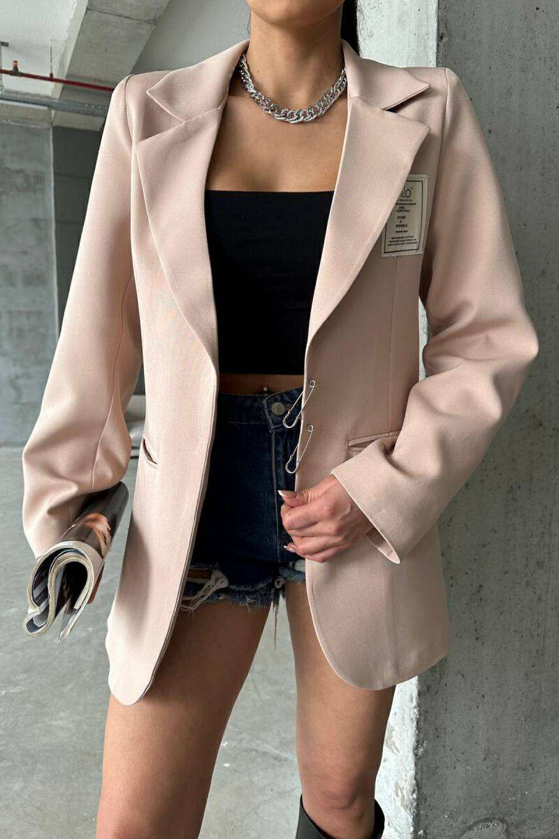 ONE COLOR PIN DETAILS WOMEN JACKET BEIGE/BEZHE - 3