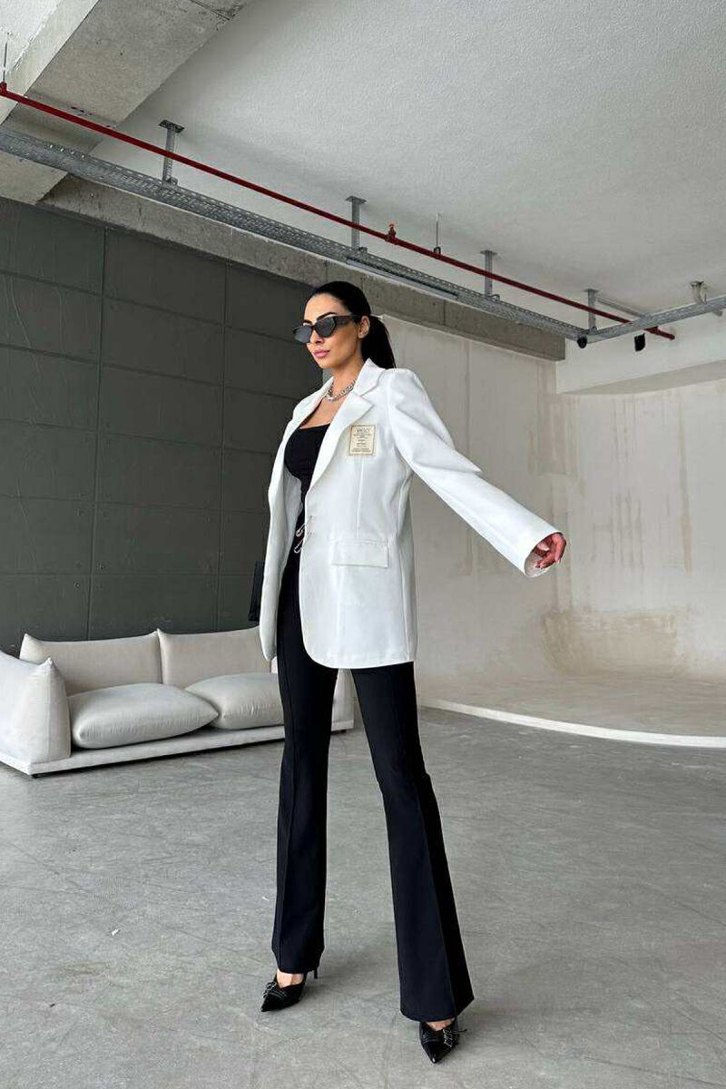 ONE COLOR PIN DETAILS WOMEN JACKET WHITE-E BARDHE - 3