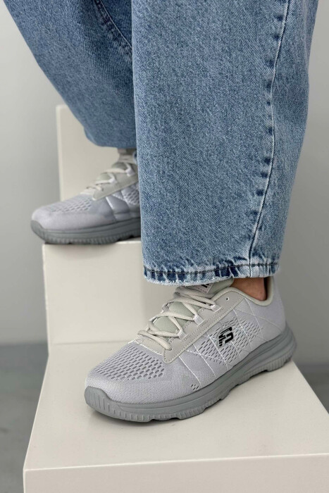 ONE COLOR PLATFORM LACING MEN SNEAKERS LIGHT GREY/GZ - KLAUDIO FASHION