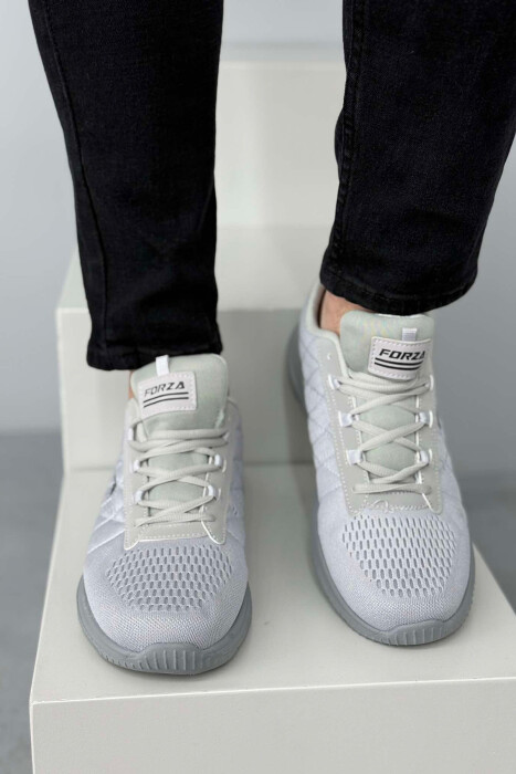 ONE COLOR PLATFORM LACING MEN SNEAKERS LIGHT GREY/GZ - 5