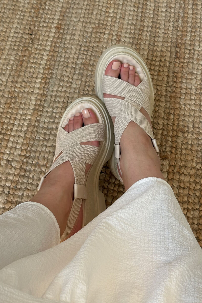 ONE COLOR PLATFORM WOMEN SANDALS BEIGE/BEZHE - 1